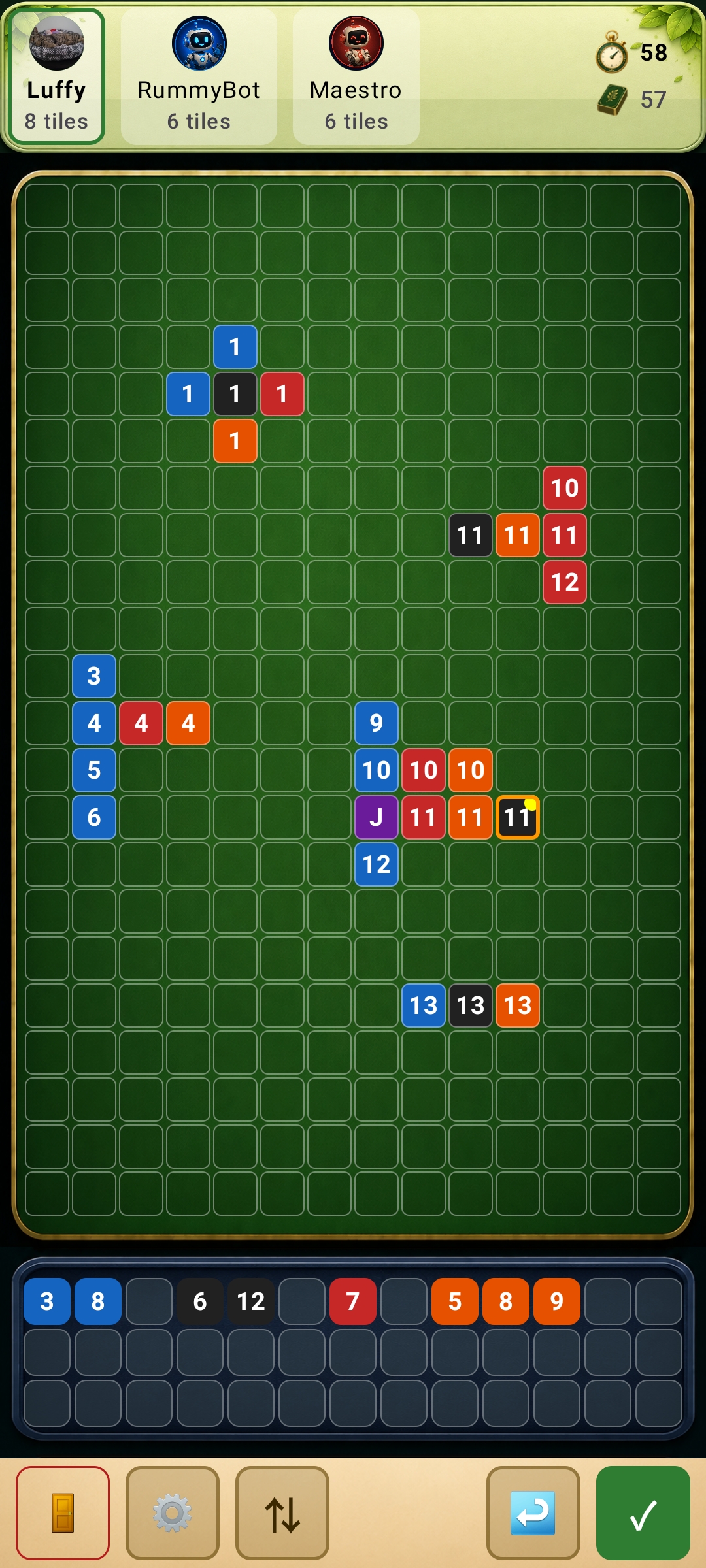 Crazy Rummy gameplay screen
