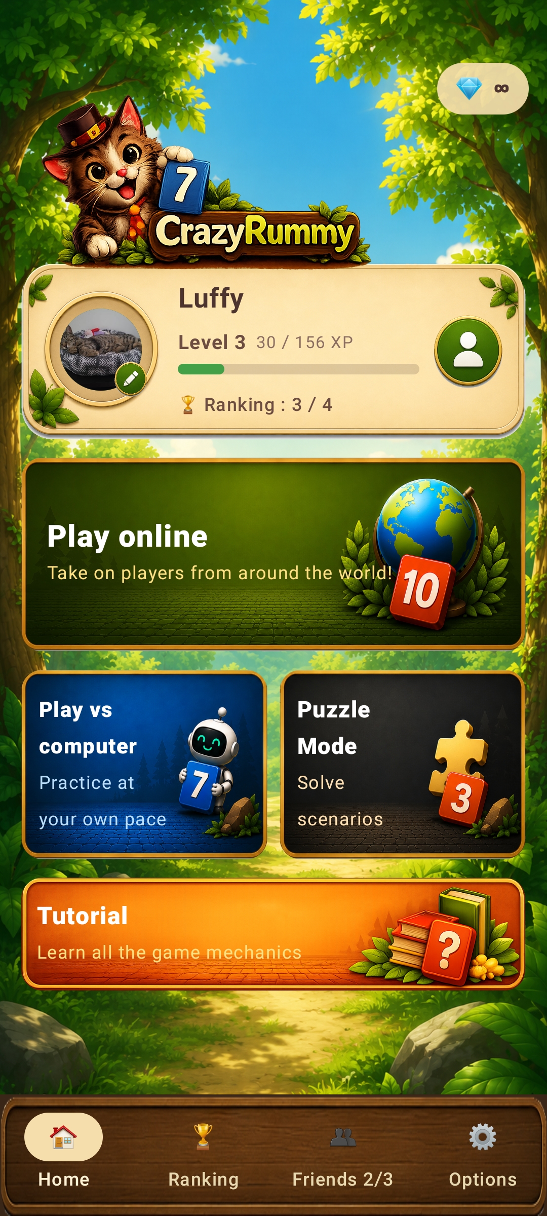Crazy Rummy main screen