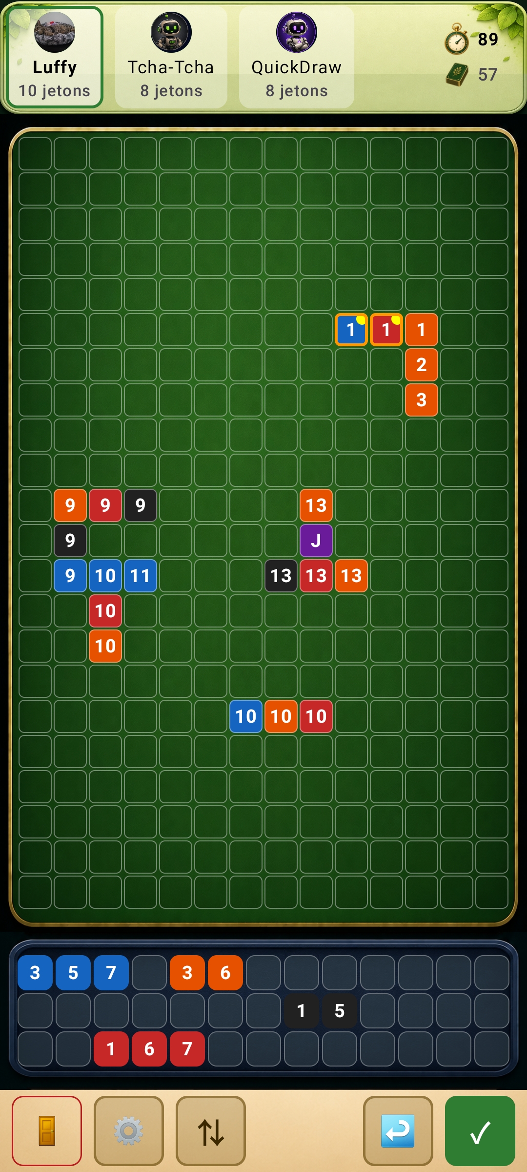 Crazy Rummy gameplay screen